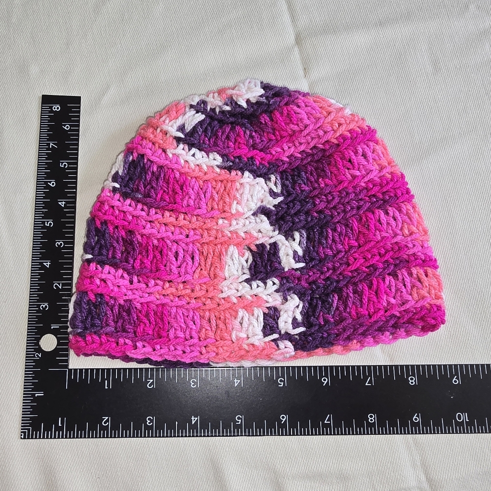 Pink and purple crochet beanie crochet beanieseason - Picture 7 of 7